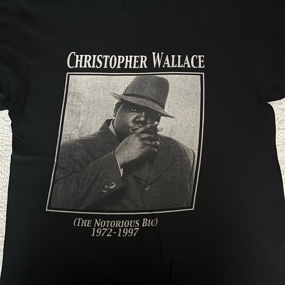 Christopher “Biggie” Wallace Black Graphic T-Shirt, Size Large